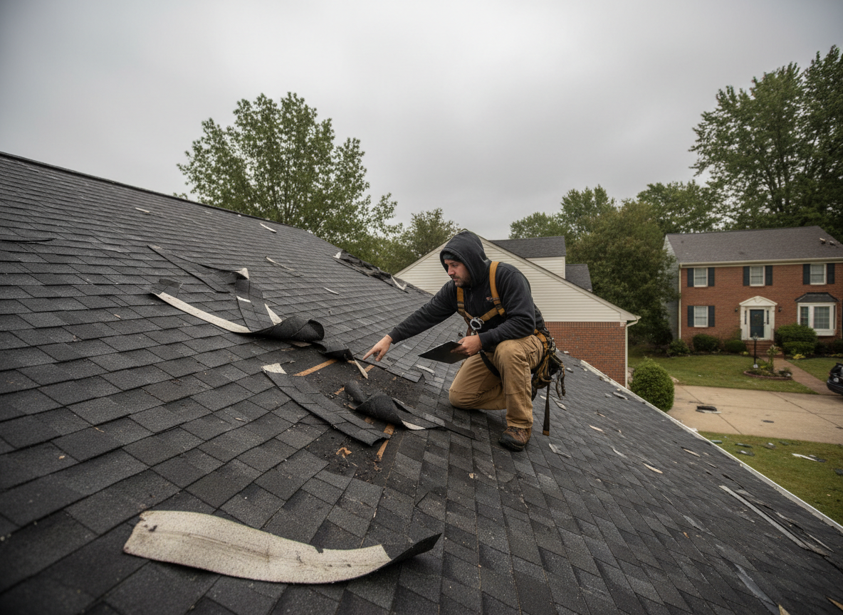 Storm damage roof inspection
