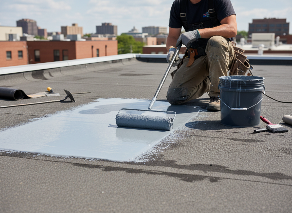 Flat roof waterproof membrane repair